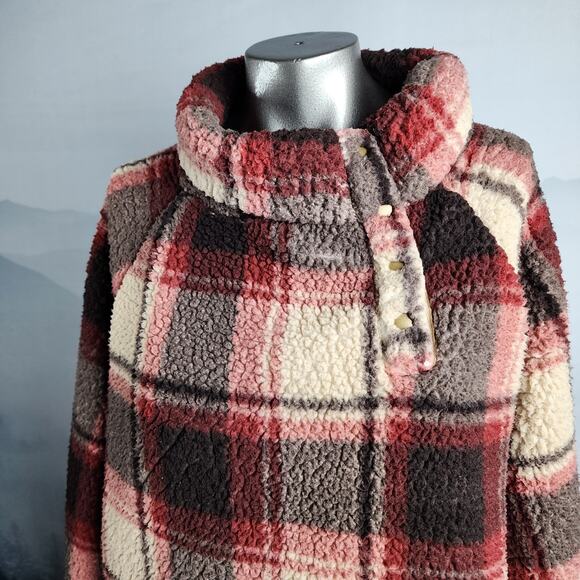 Est. 1946 Sherpa Quarter Snap Plaid Pullover Sweater | Women's M - Picture 2 of 14